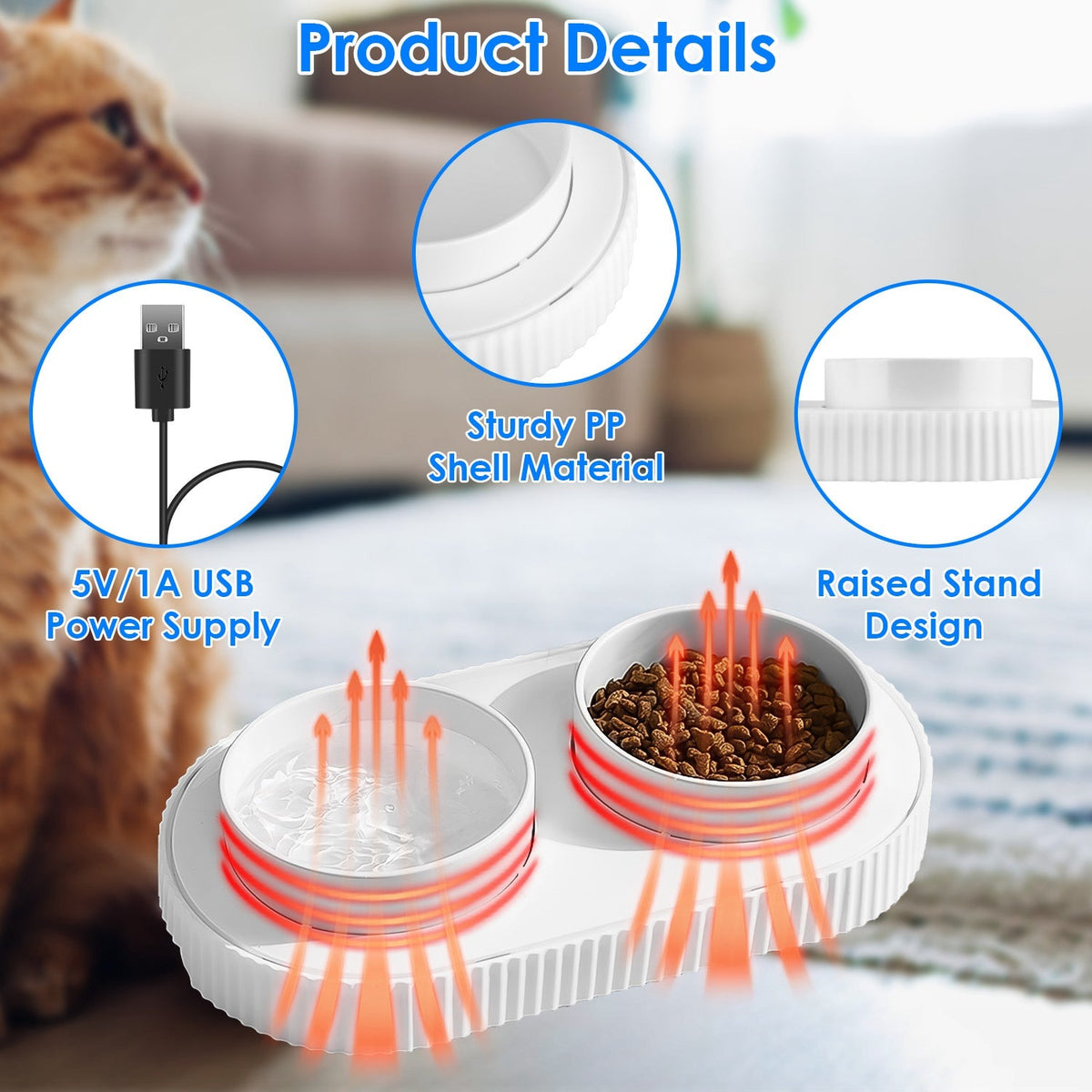 GBruno Heated Water Bowl For Dogs And Cats