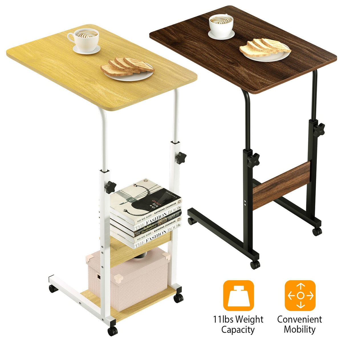C Side Table Laptop Table Small Slim Snack Side Table for Couch Bed Sofa for Small Spaces Living Room Bedroom