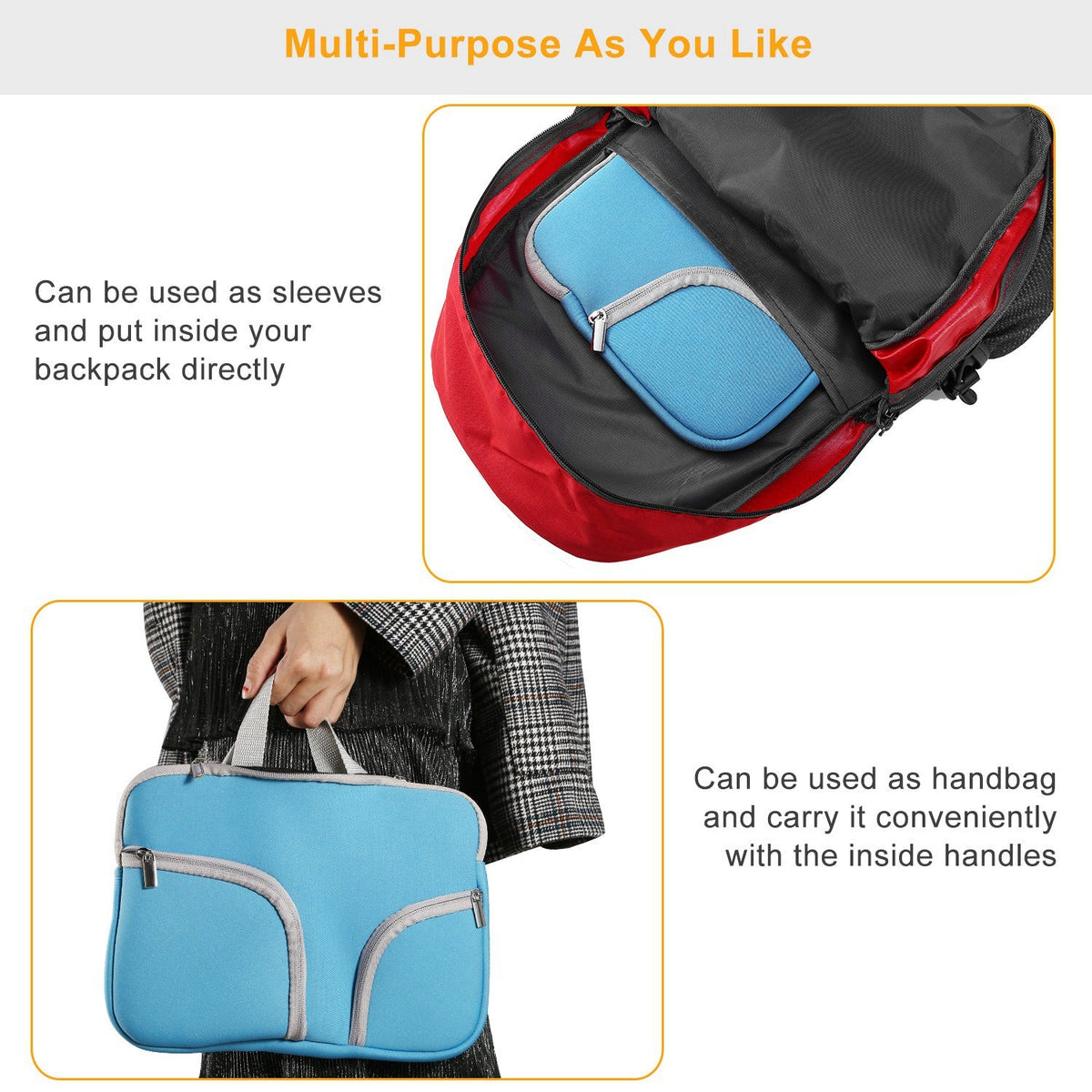 Portable Laptop Sleeve Bag for Macbook Air 11"13"12"15" Notebook Protector Case Carry Bag