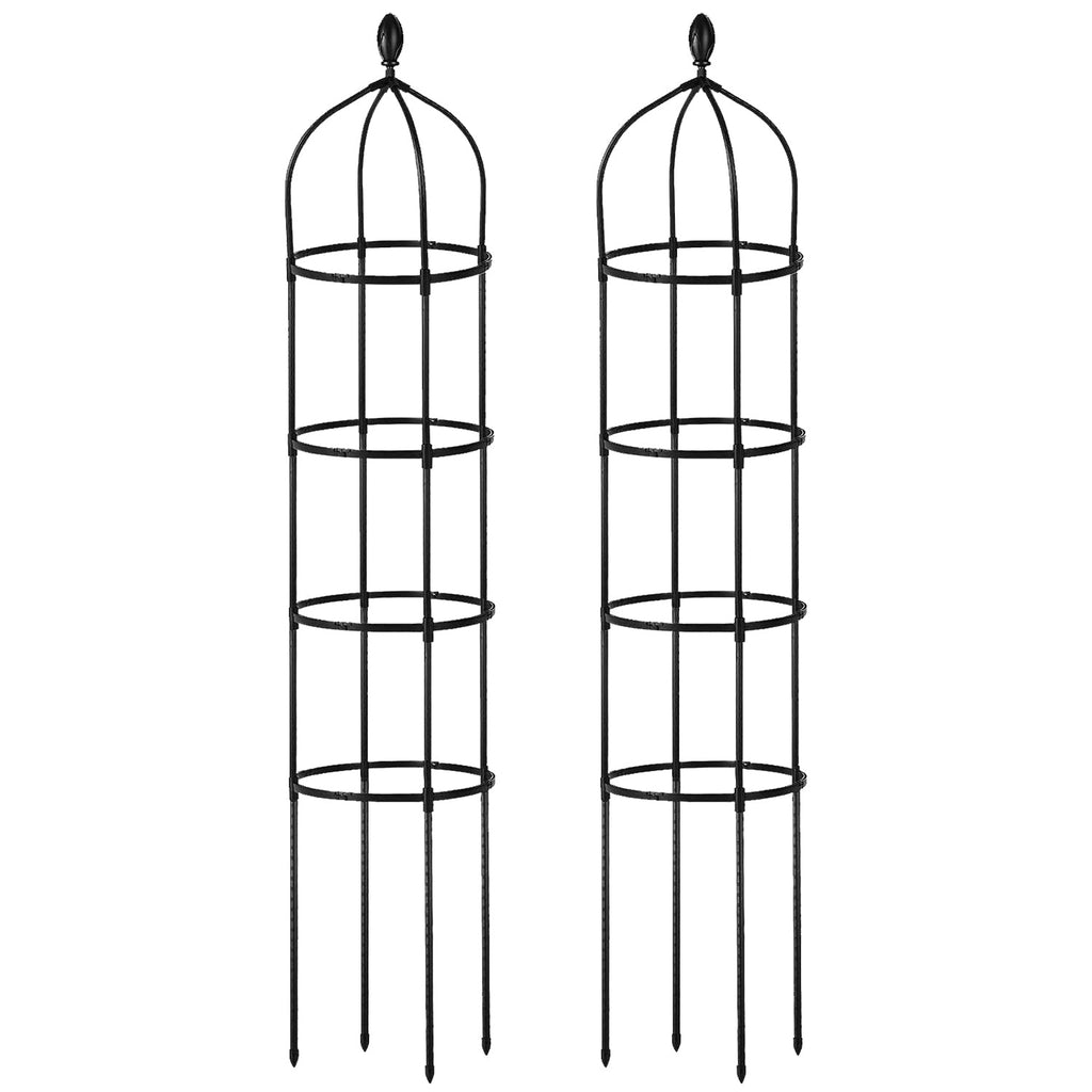 2 Packs Garden Obelisk Trellis 5.9FT Plants Tower for Climbing Plants Flower Vegetable Vine Support Rustproof Garden Plant Trellis Black