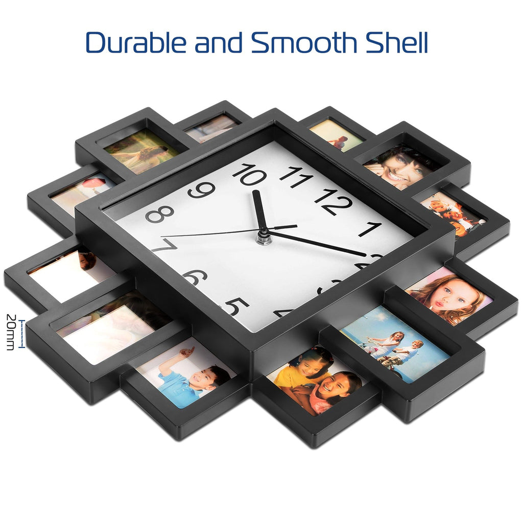12-Photo Collage Wall Clock – Home Decor Frame Clock