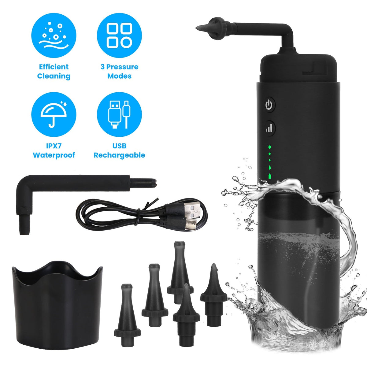 Ear Wax Water Flush Machine Ear Flusher for Adults Ear Washer Electric Ear Wax Removal Kit with 3 Modes 6 Ear Tips IPX7 Waterproof USB Rechargeable