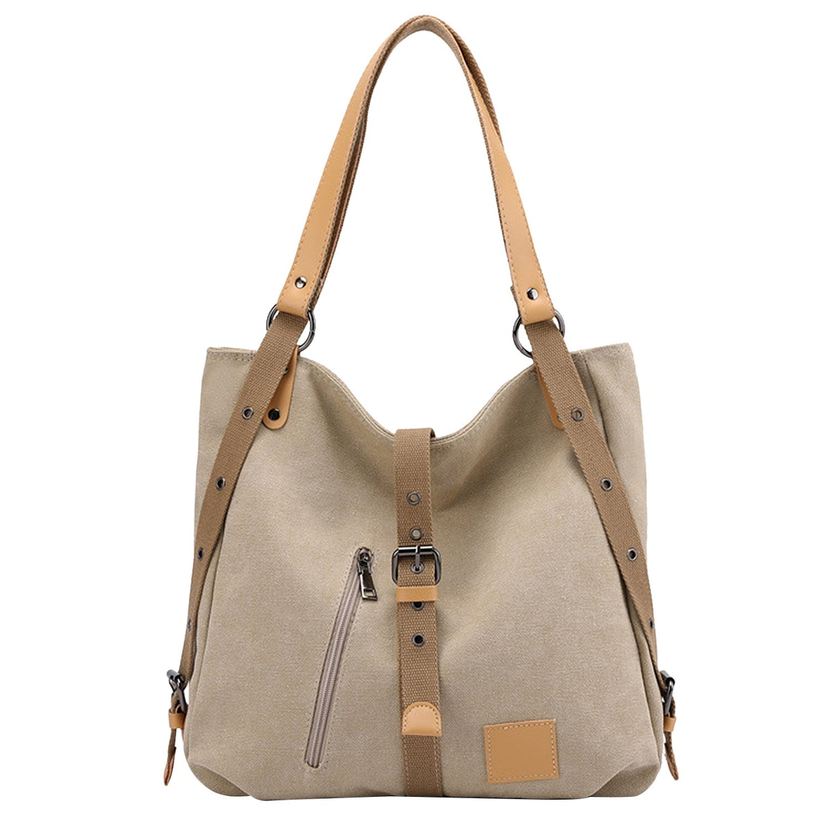 Ladies Canvas Tote Bag Multifunctional Purse Handbag Adjustable Shoulder Rucksack Convertible Backpack Wear-Resistant Dirt-Proof For Women School Offi