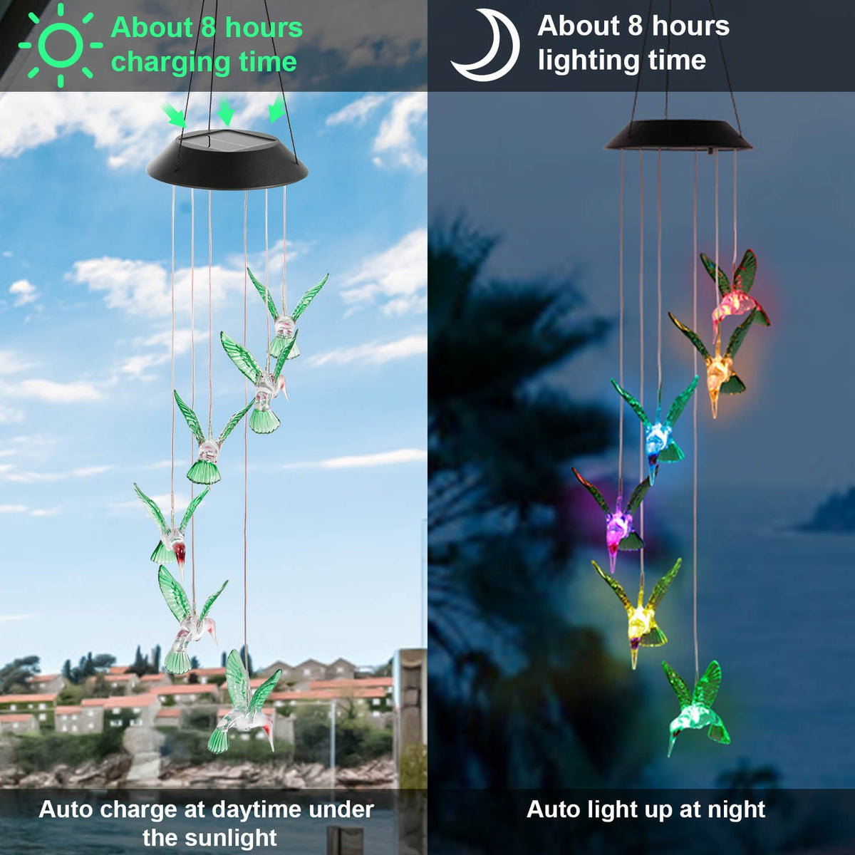 Solar Hummingbird Wind Chime Lights