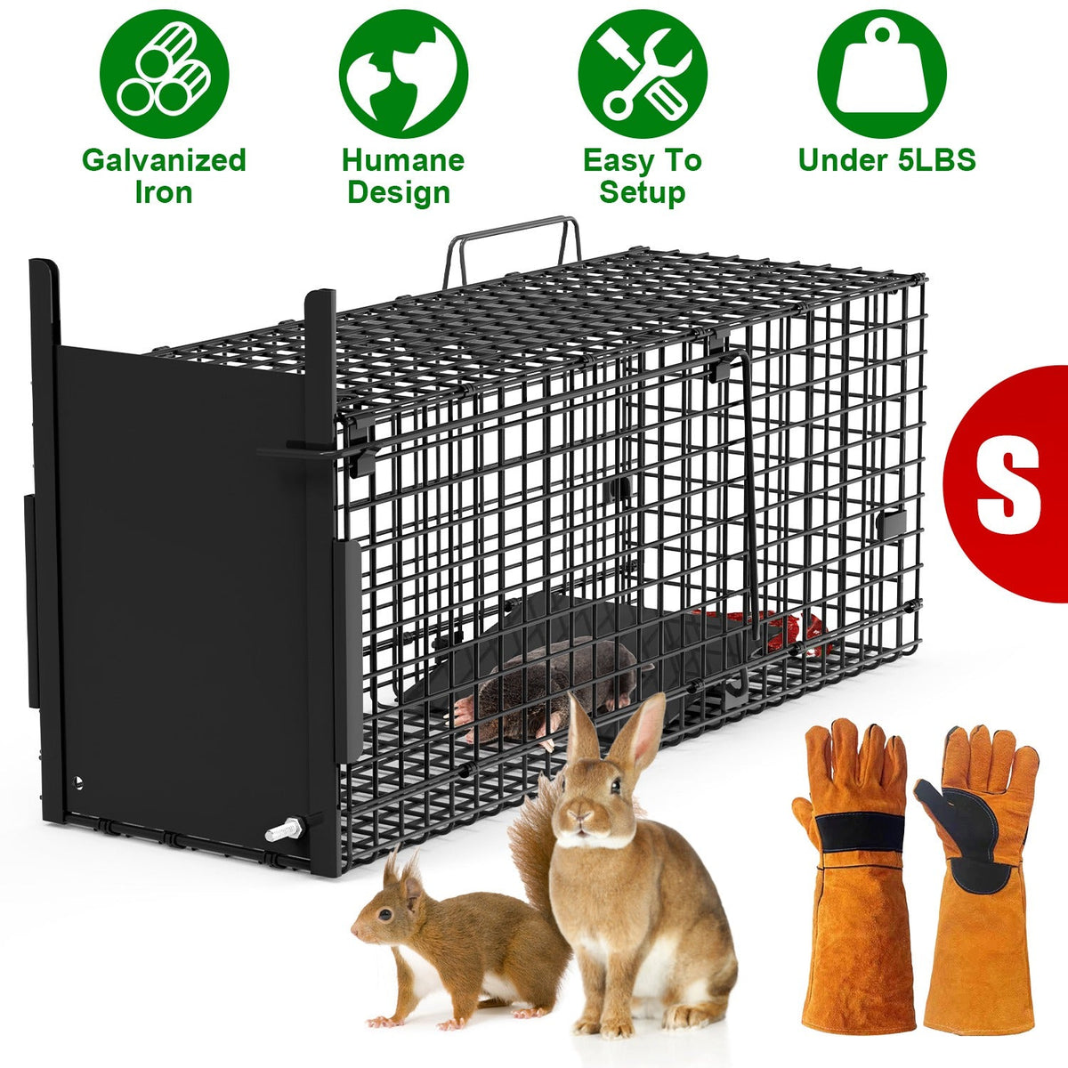40in Live Animal Trap Cage - Humane Catch & Release