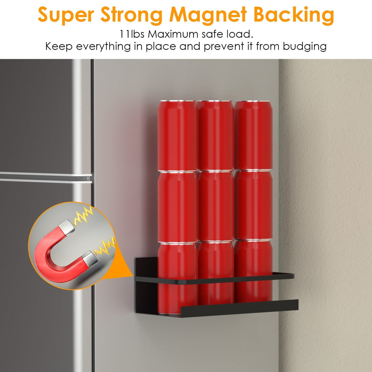 2 Packs Magnetic Spice Holder Rack Organizer Strong Magnetic Seasoning Storage Shelf for Refrigerator Microwave