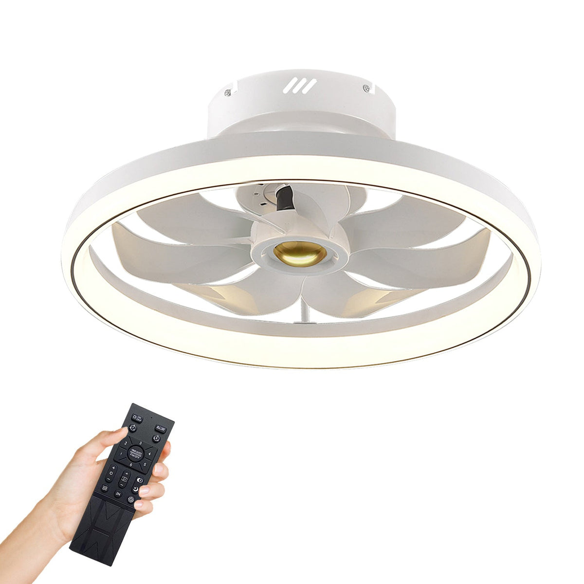 19.7in Ceiling Fan with 60W Light RoundÊPendant Fan Lamp LED Ceiling Fan with 6-Fan Speed 3000-6500W Light Color Adjustment Remote Control Timer APP C