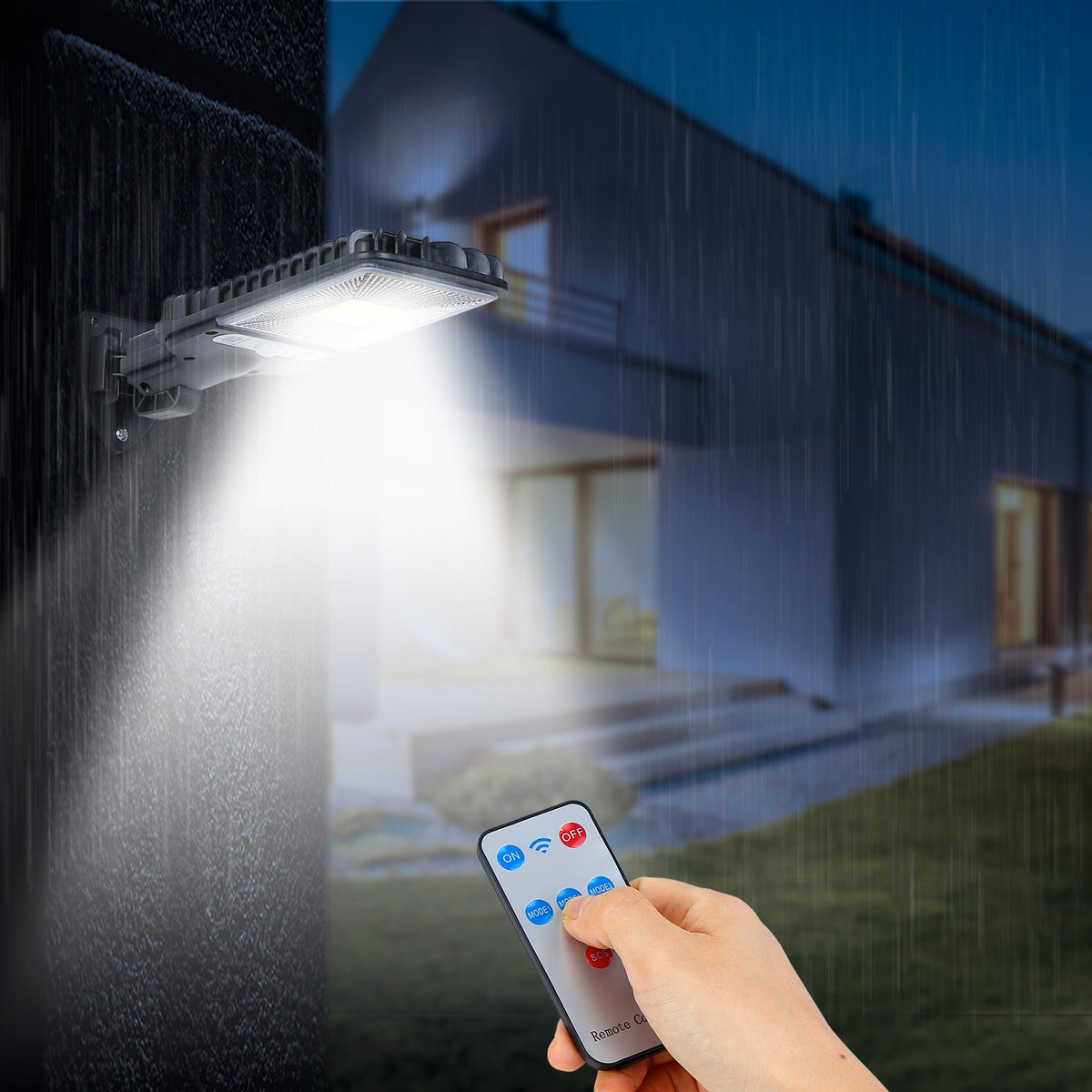Solar Wall Light Outdoor 30 COB Beads PIR Motion Sensor Remote Control Wireless Lamps IP65 Waterproof Lighting For Garage Front Door Garden Pathway