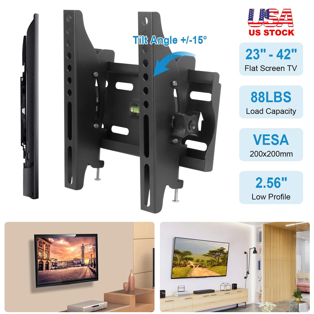 TV Wall Mount Bracket Tilt for 23"-42" LED/LCD/PLASMA Flat TV VESA 200x200mm