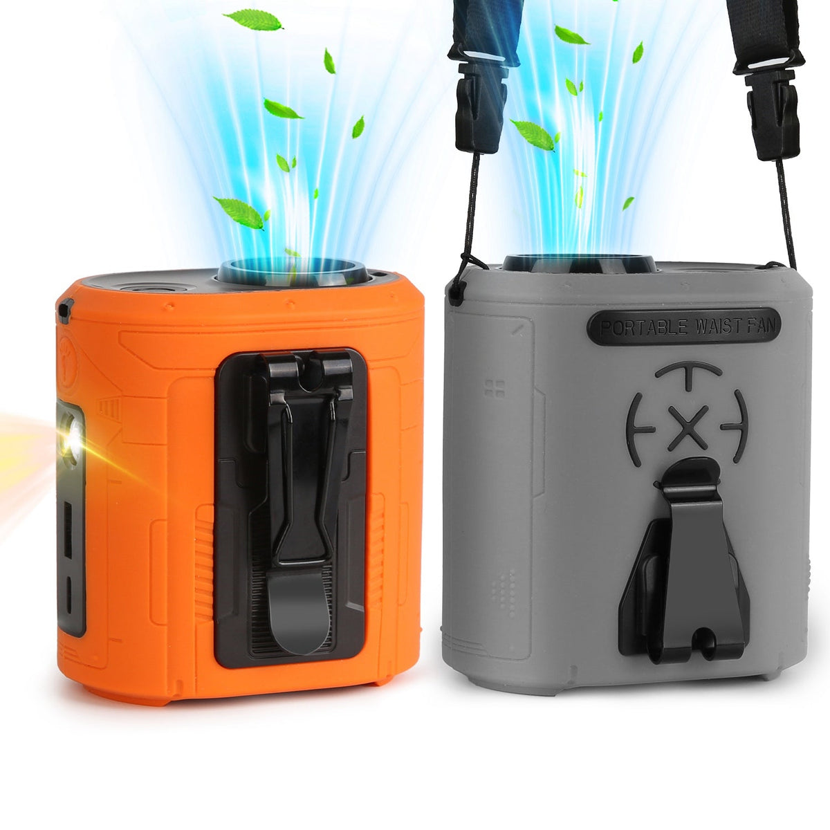 5 In 1 Portable Waist Clip Fan With 5 Speeds Flashlight 10000mAh Battery Operated Personal Wearable Turbo Belt Fan Hands-Free Neck Fan For Camping Tra