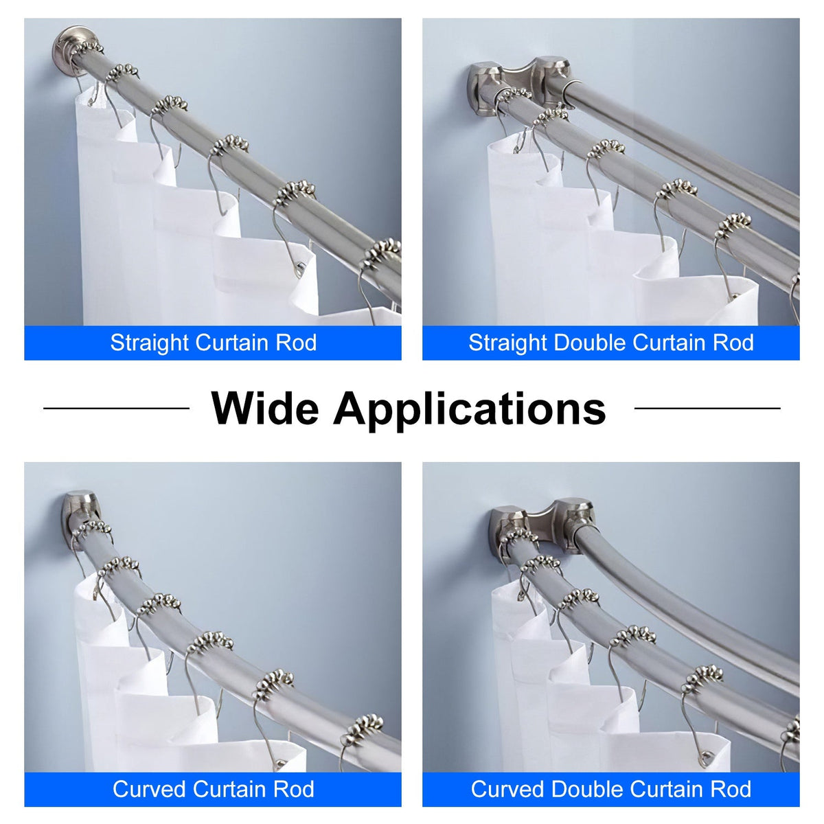 12 Sets of Shower Curtain Hooks Rustproof Stainless Steel Hooks for Shower Rods Smoothly Glide Hooks for Bathroom Bathtubs Closets Window Curtain