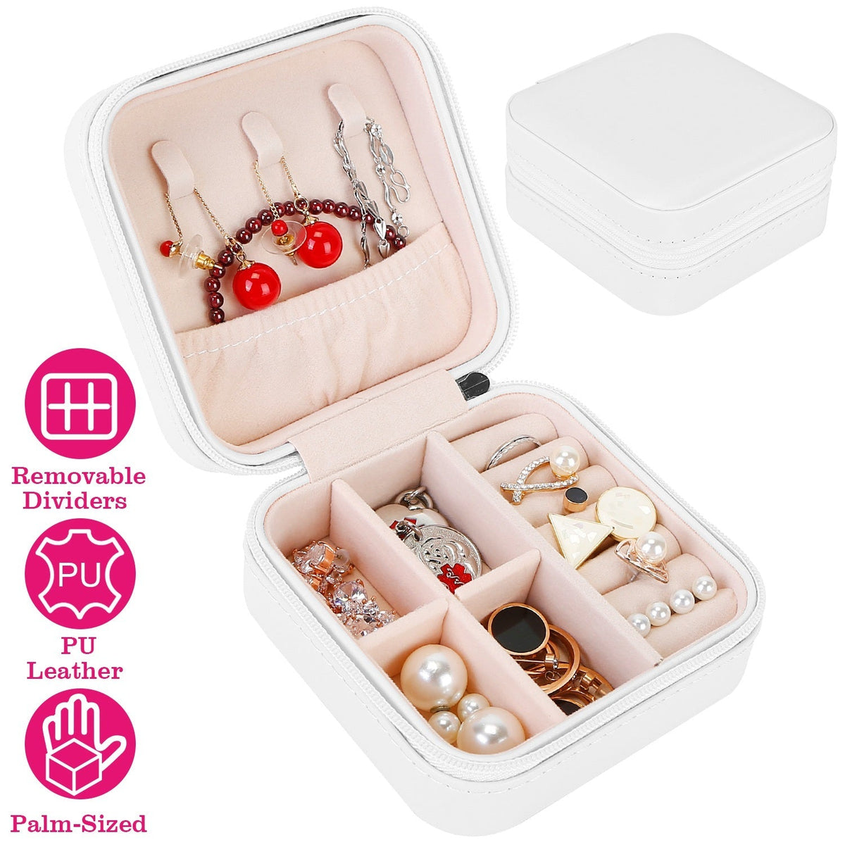 Mini Jewelry Storage Box Portable Ring Earring Necklace Storage Travel Case PU Leather Jewelry Organizer Gift