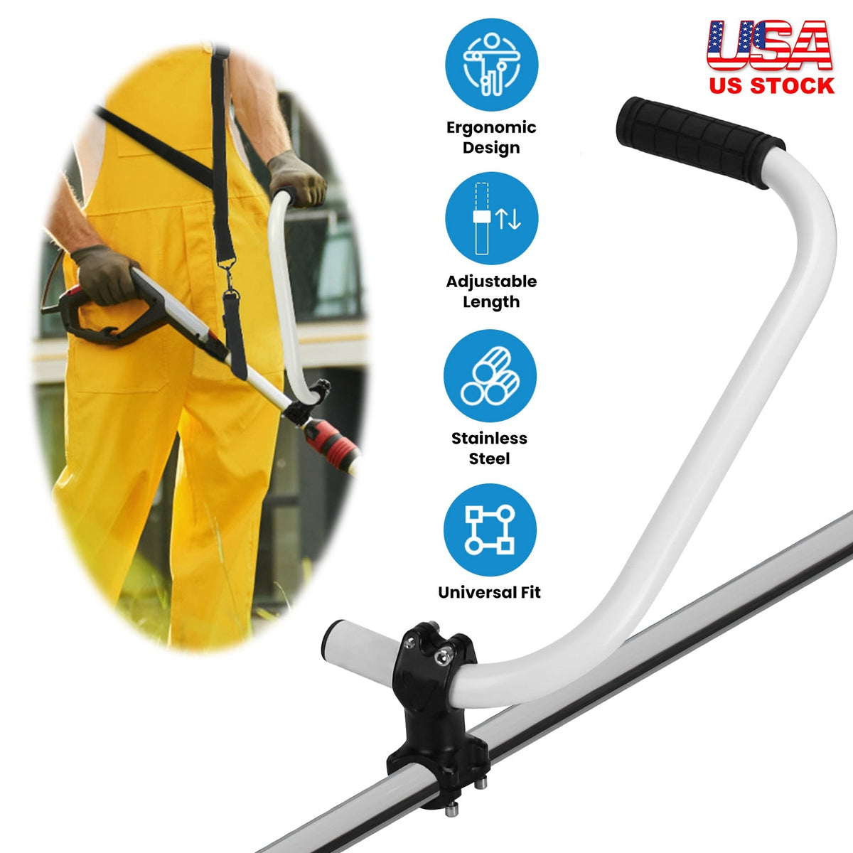 Ergonomic Trimmer Handle Grip with Shoulder Strap Universal Fit Lawn Trimmer Extension Handle with Bracket Clamp String Trimmer Handle for Lawn Care L