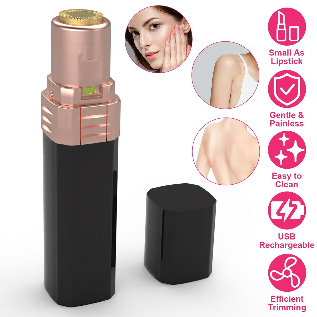 Flawless Facial Hair Remover Painless Facial Hair Epilator USB Rechargeable Women\'s Face Shaver with LED Light for Lip Chin Arms