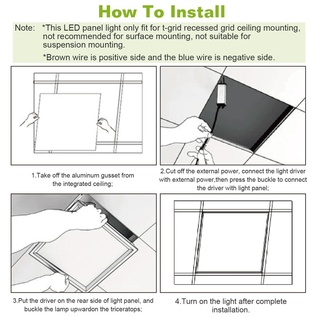 48W 2 2FT LED Panel Light 5800LM 7000K Ceiling Lighting 150W Equivalent LED Troffer Recessed Edge-Lit