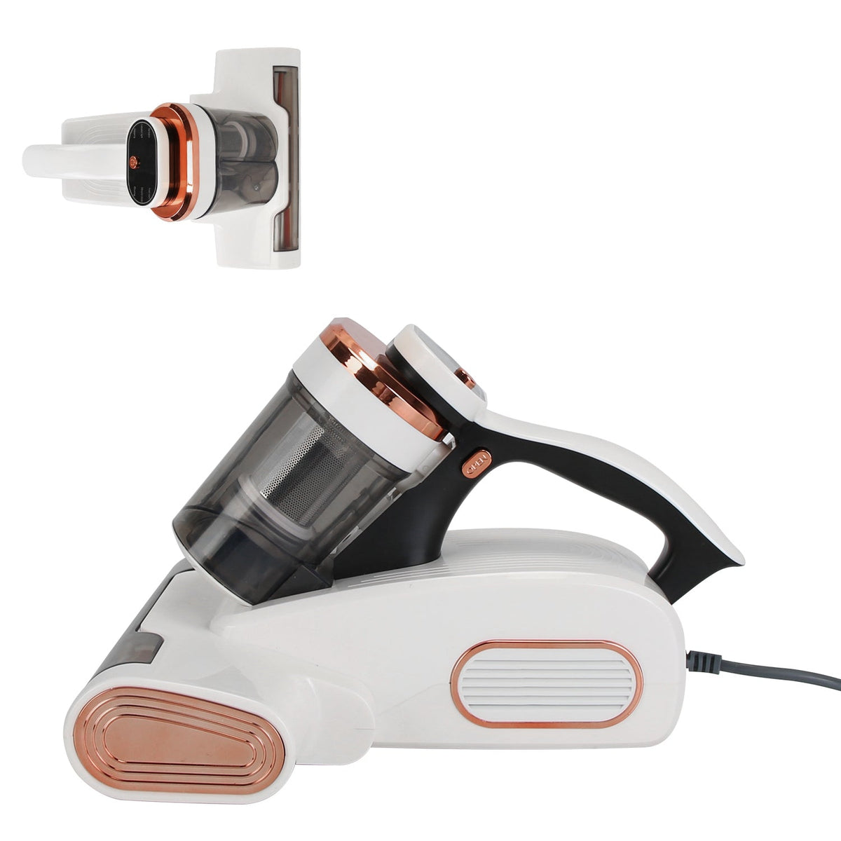 16000PA Double-Cup Bed Vacuum Cleaner 500W Mattress Handheld Vacuum Dust Mites Remover with Heating Function for Bed Sofa Rug