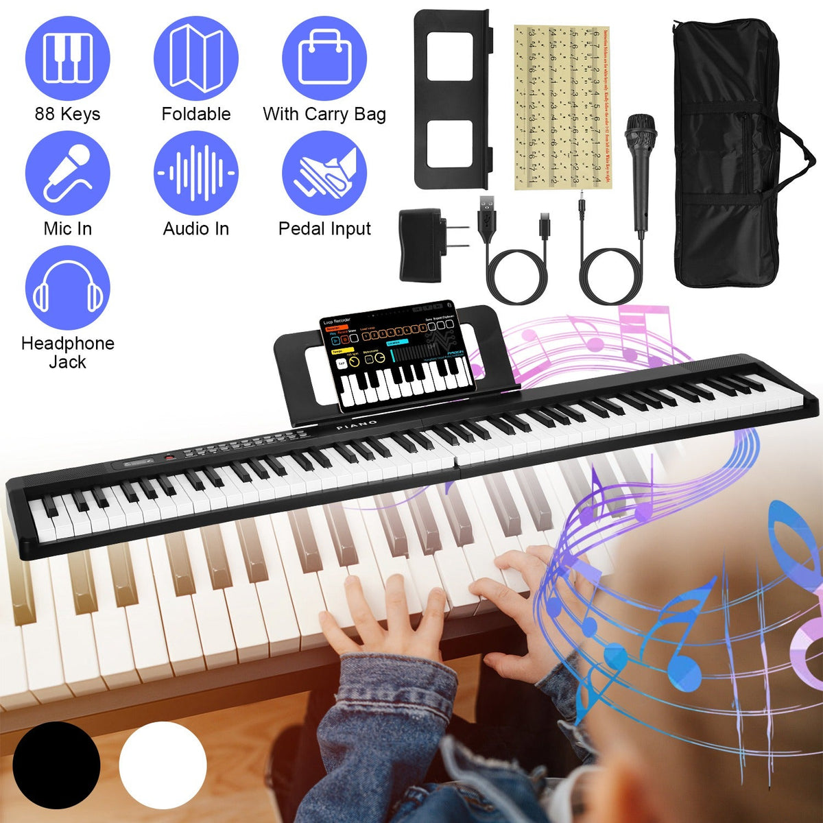GBruno 88 Keys Foldable Full Size Keyboard