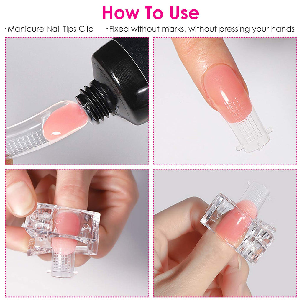 20Pcs Nail Tip Clips Quick Building Poly Gel UV LED Builder DIY Transparent Finger Tip Extension Tool
