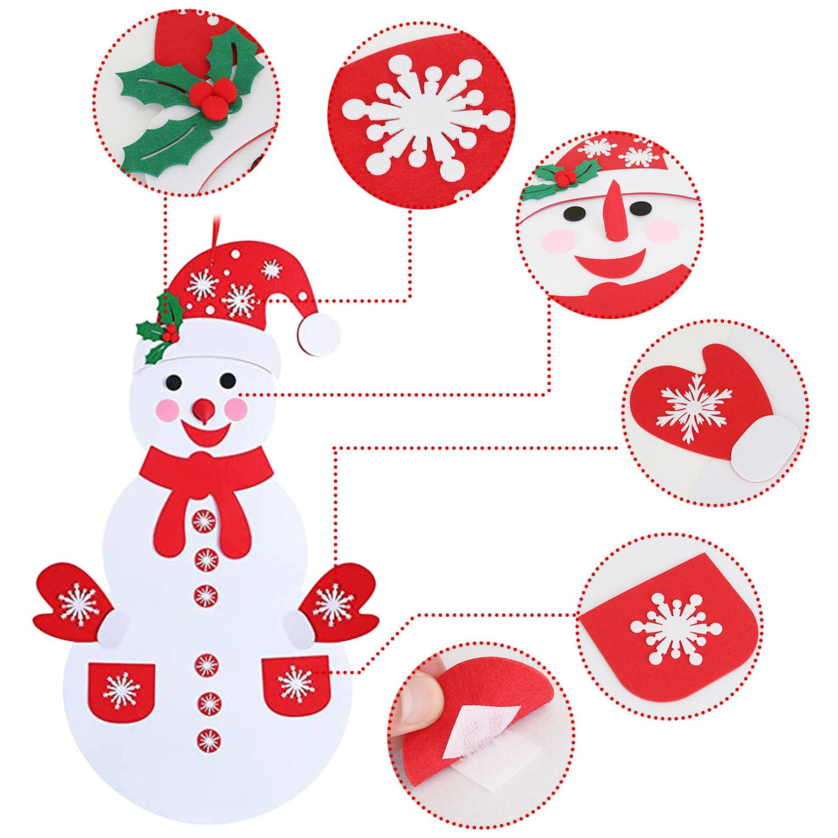 DIY Felt Snowman Christmas Decoration – 54-Piece Set