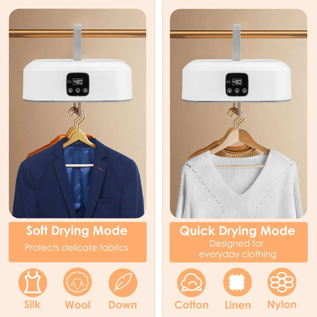 Portable Clothes Dryer Mini Dryer Foldable Dryer Machine with Timer UV Sterilization 2 Drying Modes Remote Control for Apartment Dorm RV Travel Home