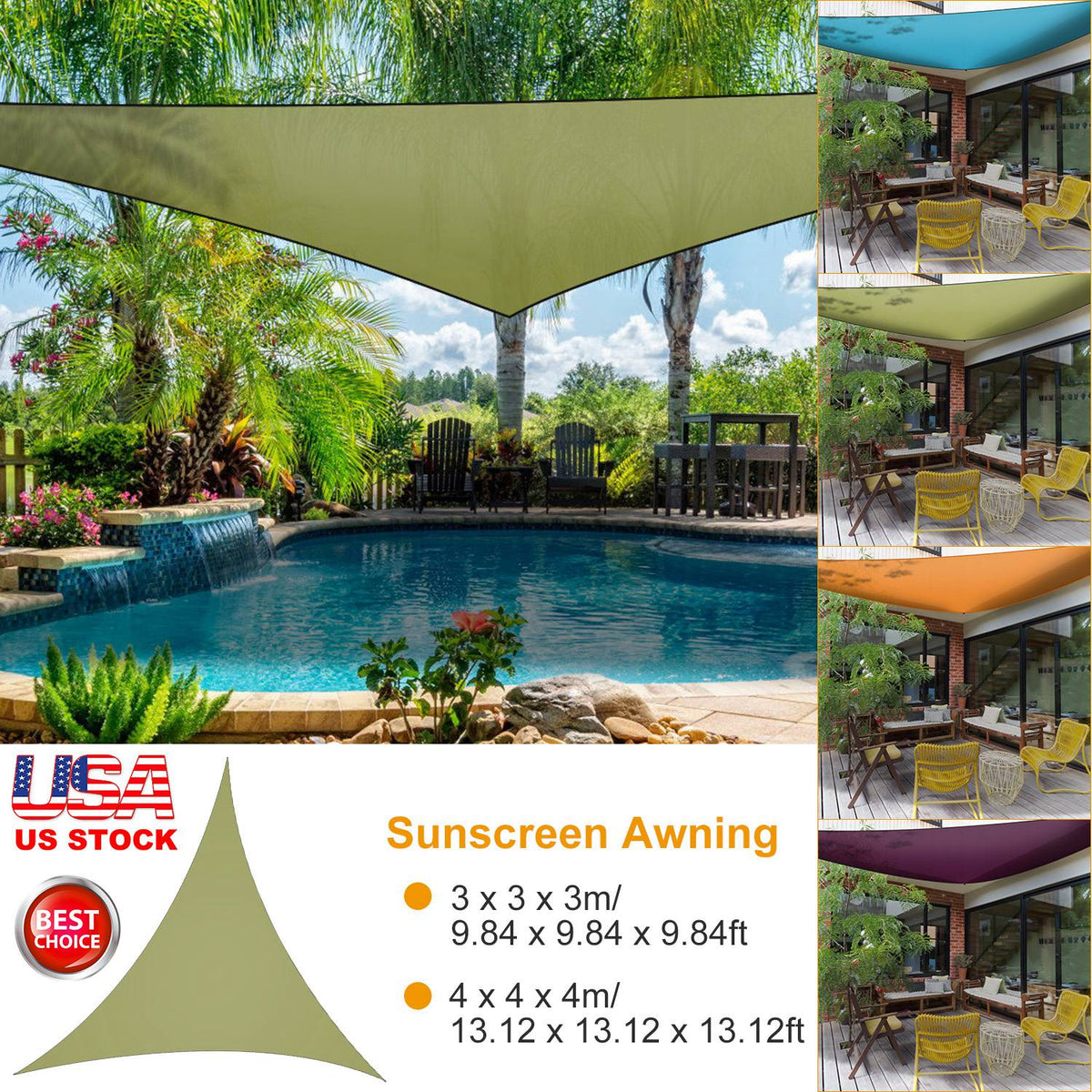 Shade Sail Patio Cover Shade Canopy Camping Sail Awning Sail Sunscreen Shelter Triangle Cover For Kindergarten Playground Outdoor