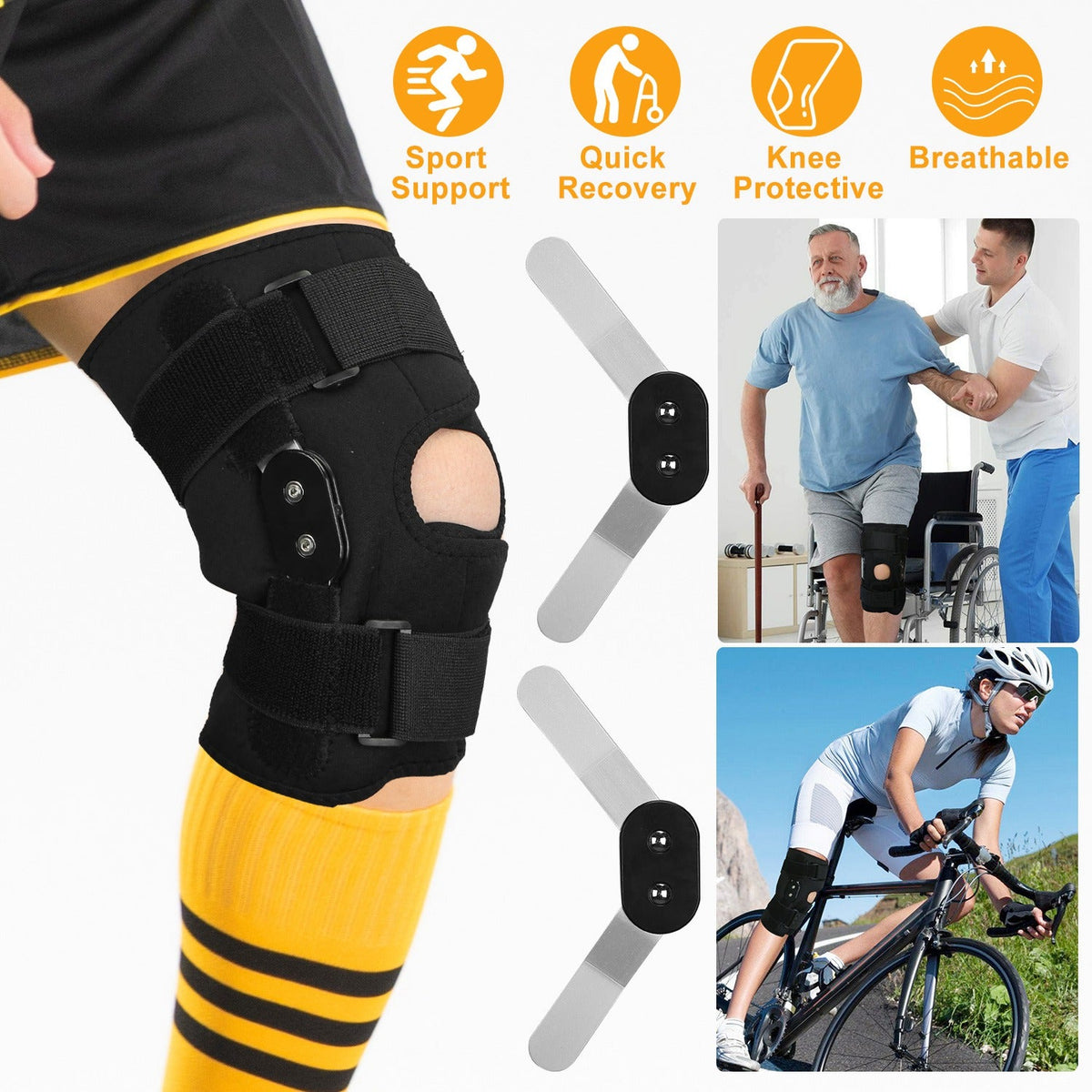 Sport Knee Brace Adjustable Open Patella Knee Support Compression Knee Wrap For Running Climbing Pain Relief Recovery of Injured Knee