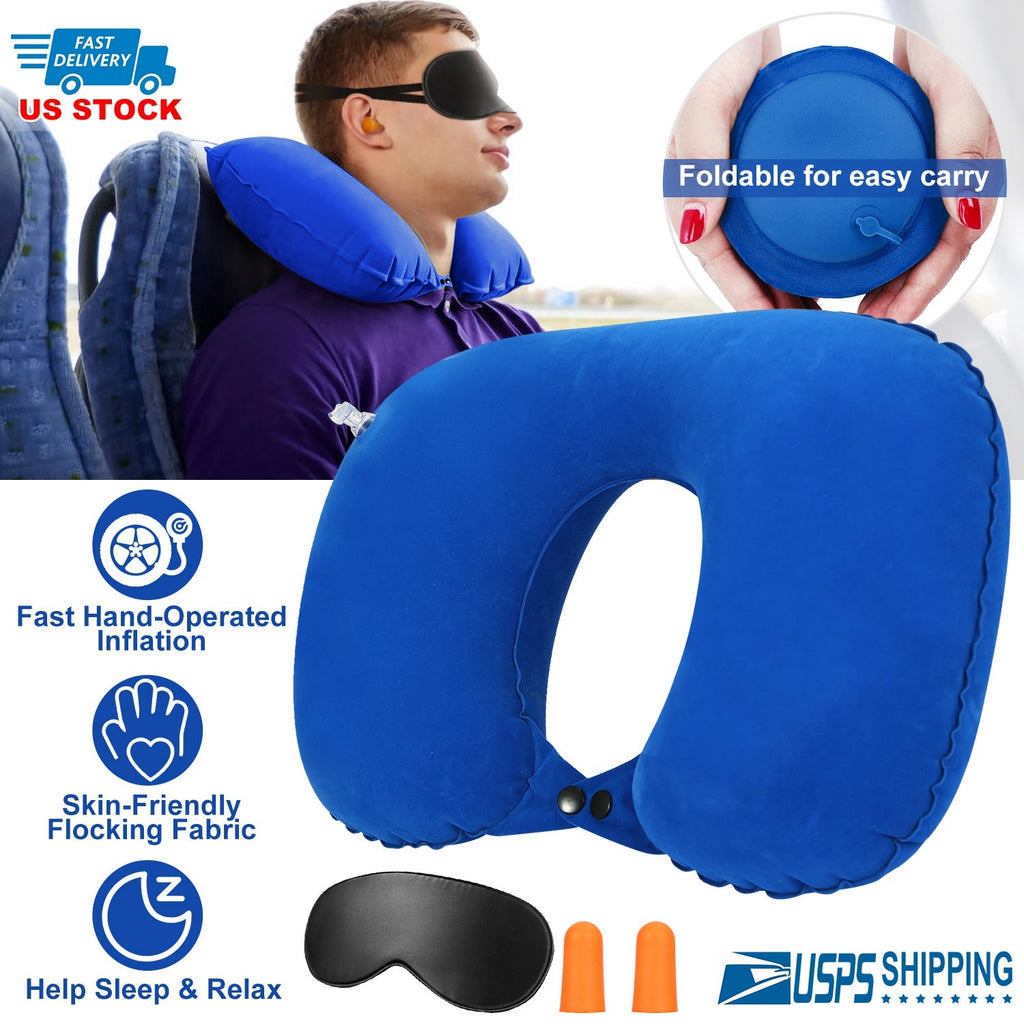 Travel Pillow Inflatable U Shape Neck Pillow Neck Support Head Rest Office Nap Car Airplane Cushion