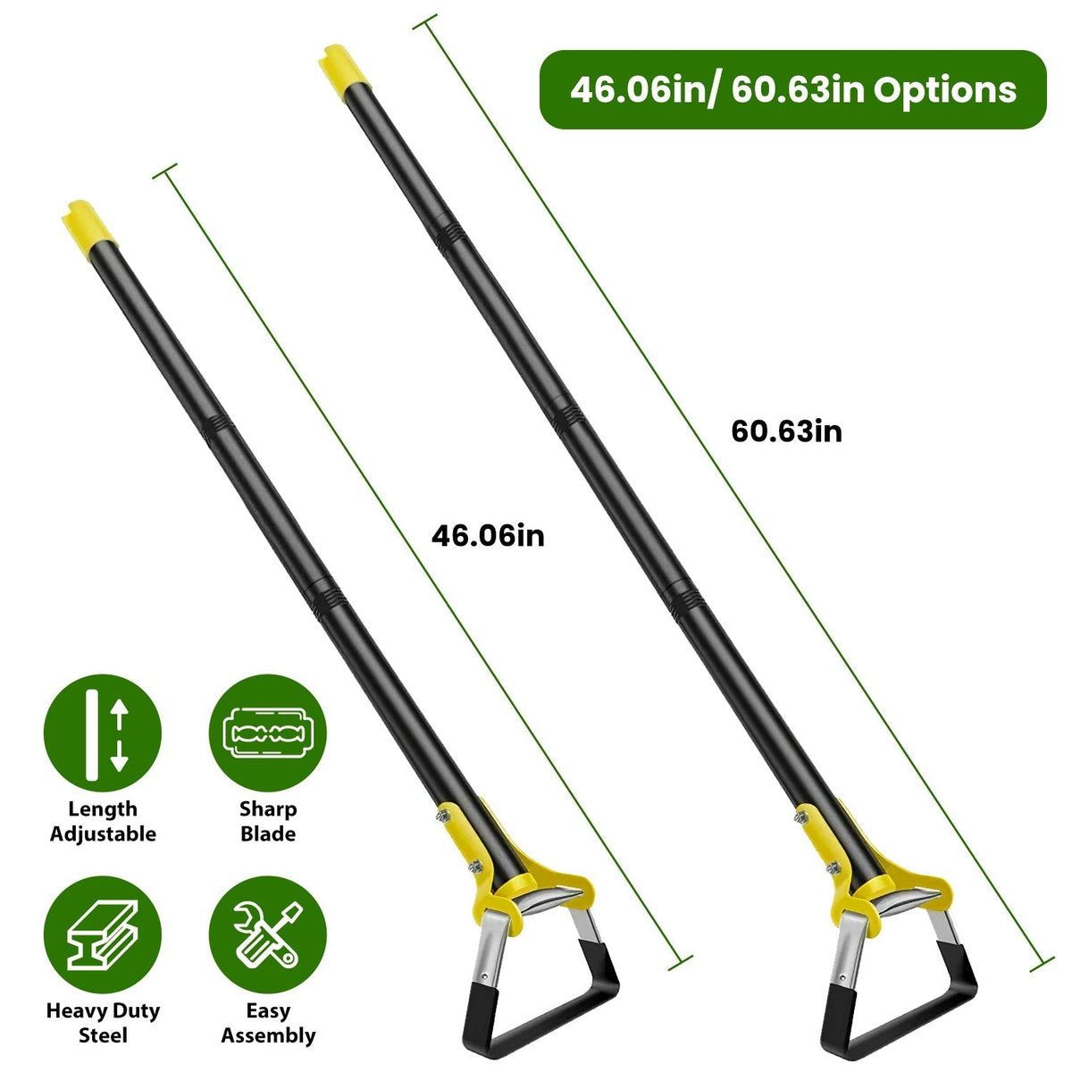 60.63in Adjustable Garden Hoe Handheld Stirrup Hula Hoe Scuffle Loop Hoe Gardening Weeder Cultivator Weeding Rake for Weeding/Loosening Soil
