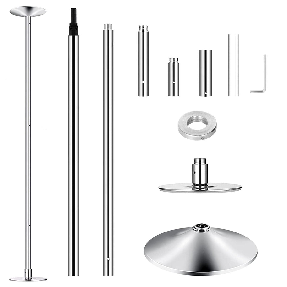 Dance Pole 45mm Spinning Static Dancing Pole with 88-108.1in Adjustable Height 551LBS Weight Capacity for Fitness Exercise Party Home Club Gy