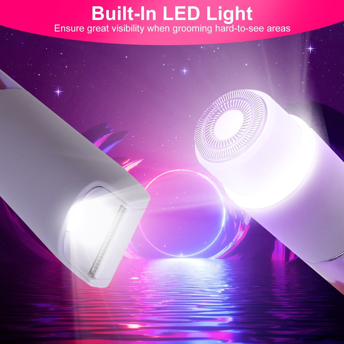 2 In 1 Bikini Trimmer for Women Dual Head Cordless Body Shaver IPX5 Waterproof Rechargeable Pubic Hair Razor Wet And Dry Use for Bikini Underarm Leg A