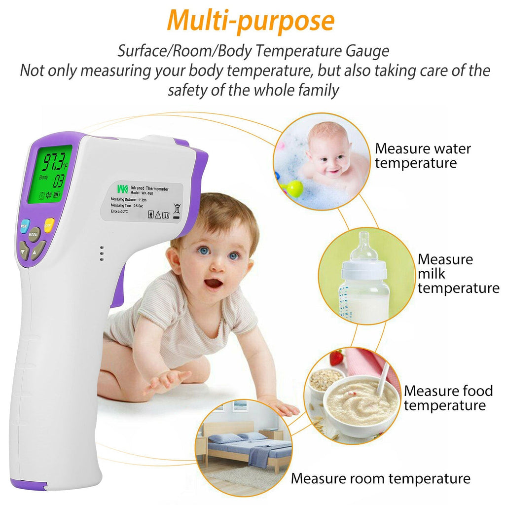 Digital Infrared Thermometer Non-contact Forehead Body Thermometer Surface Room Instant Accurate Reading w/ 99 Memories