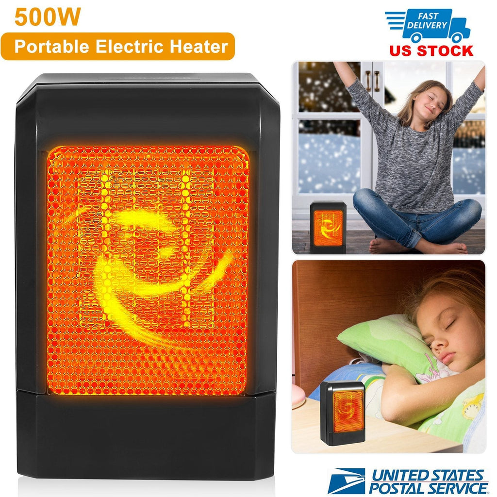 500W Portable Electric Heater PTC Ceramic Heating Fan 3S Heating Space For Home Office Use