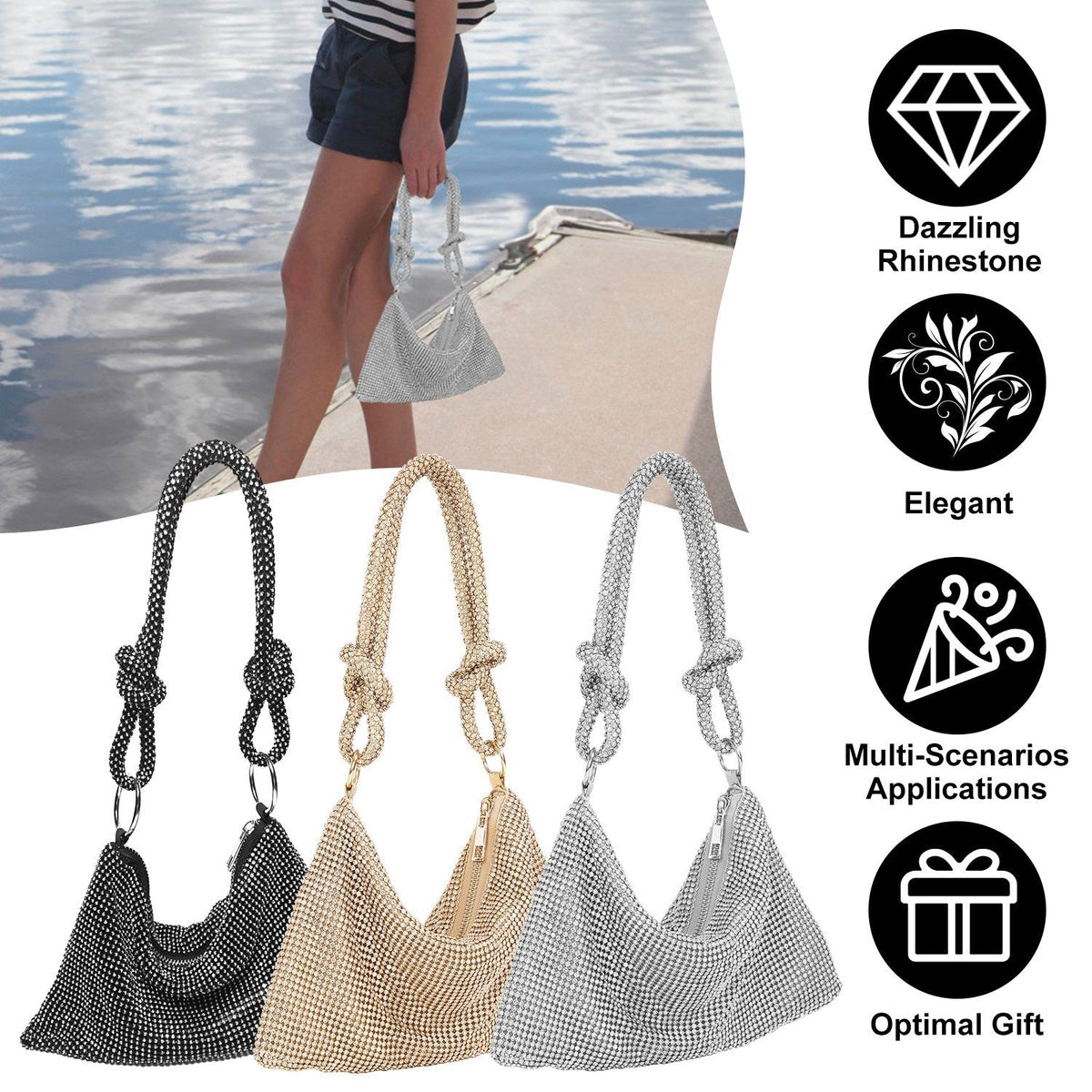 Women Glitter Evening Bags Shiny Rhinestone Lady Handbag Purses for Parties Wedding Cocktail
