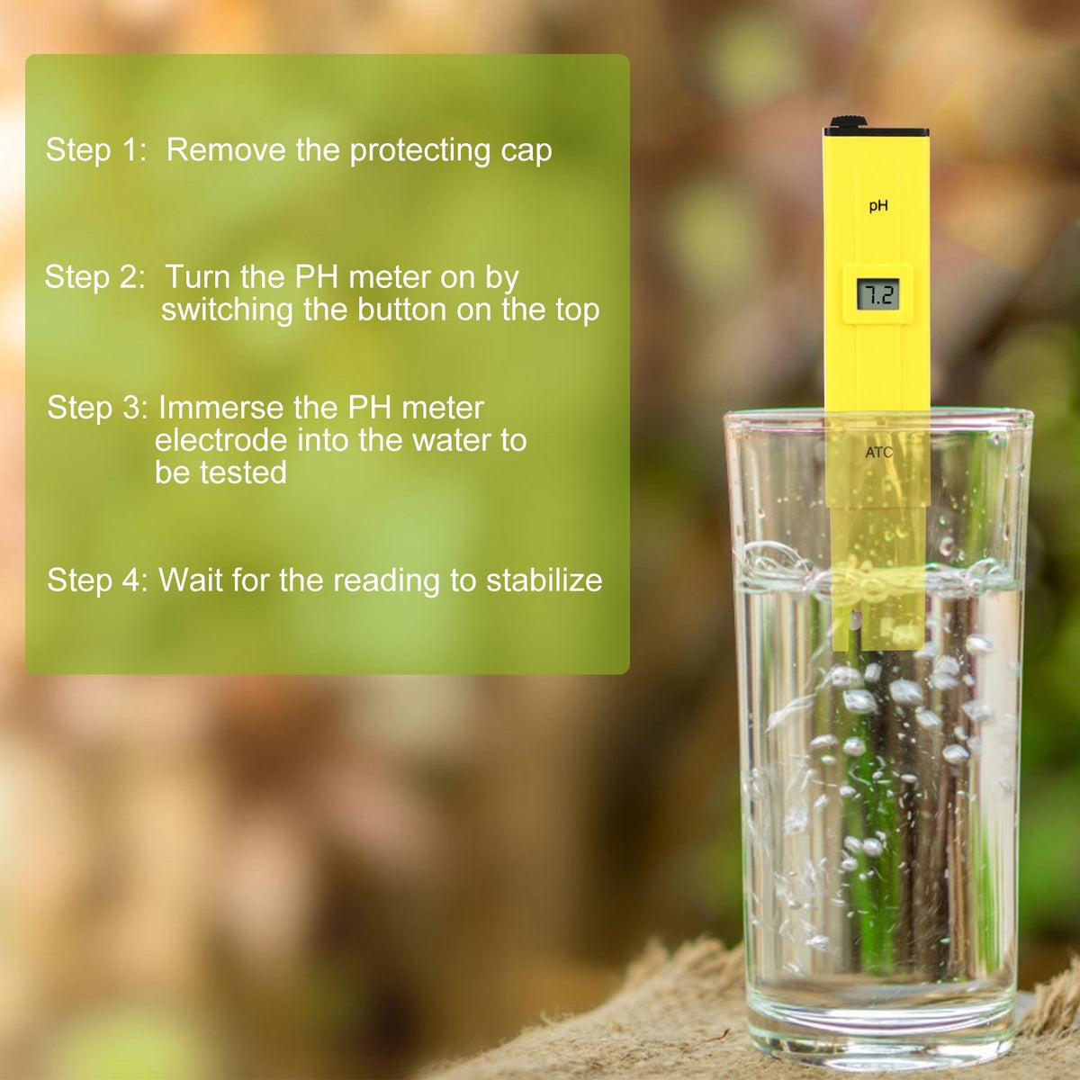 Digital PH Meter Handheld Water PH Meter w/ ATC 0-14 PH 0.1 PH Accuracy Water Quality Tester for Household Drinking Water Hydroponics Aquariums Swimmi