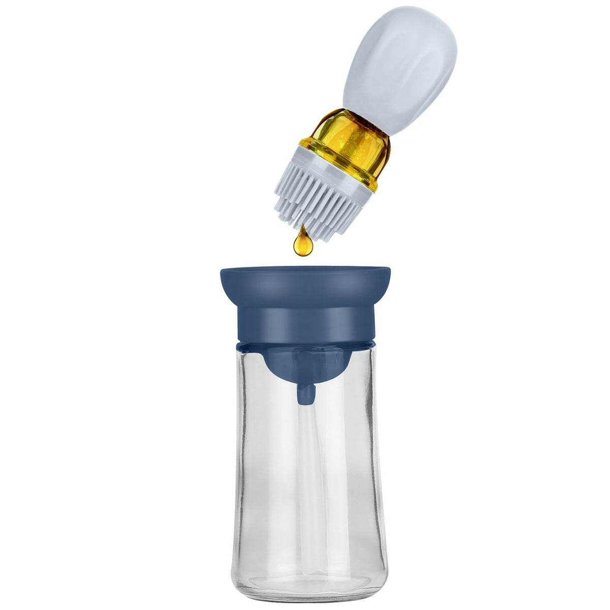 Oil Dispenser Bottle 2 In 1 Cooking Glass Olive Oil Dispenser Silicone Dropper with Silicone Brush Dropper Measuring Container for Kitchen Baking BBQ