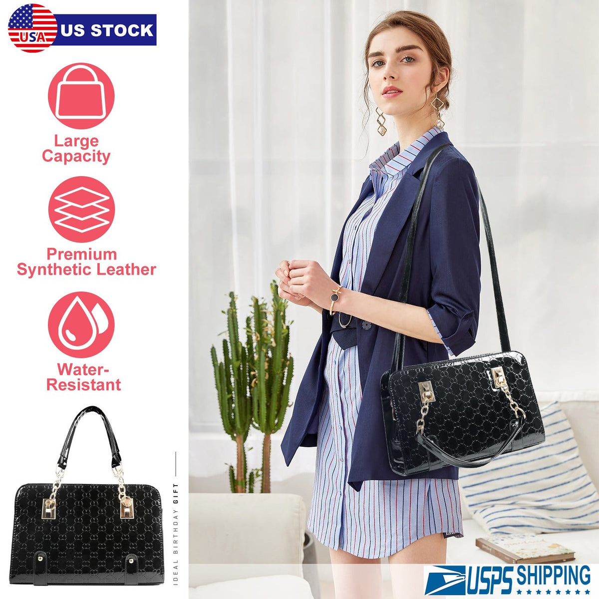 Women\'s Fashion Leather Handbag Lady Purses Tote Bags Shoulder Satchel Crossbody Bags