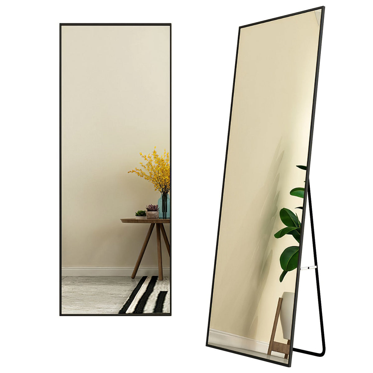 Full Length Mirror 63x18.9in Aluminum Alloy Wall Mirror Free Standing Floor Mirror Hanging Leaning Against Wall for Dressing Bedroom Living Room