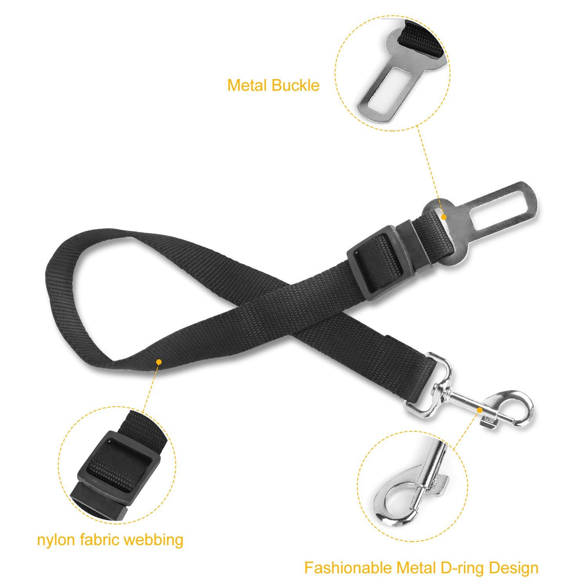 2-Pack Adjustable Pet Car Seat Belts