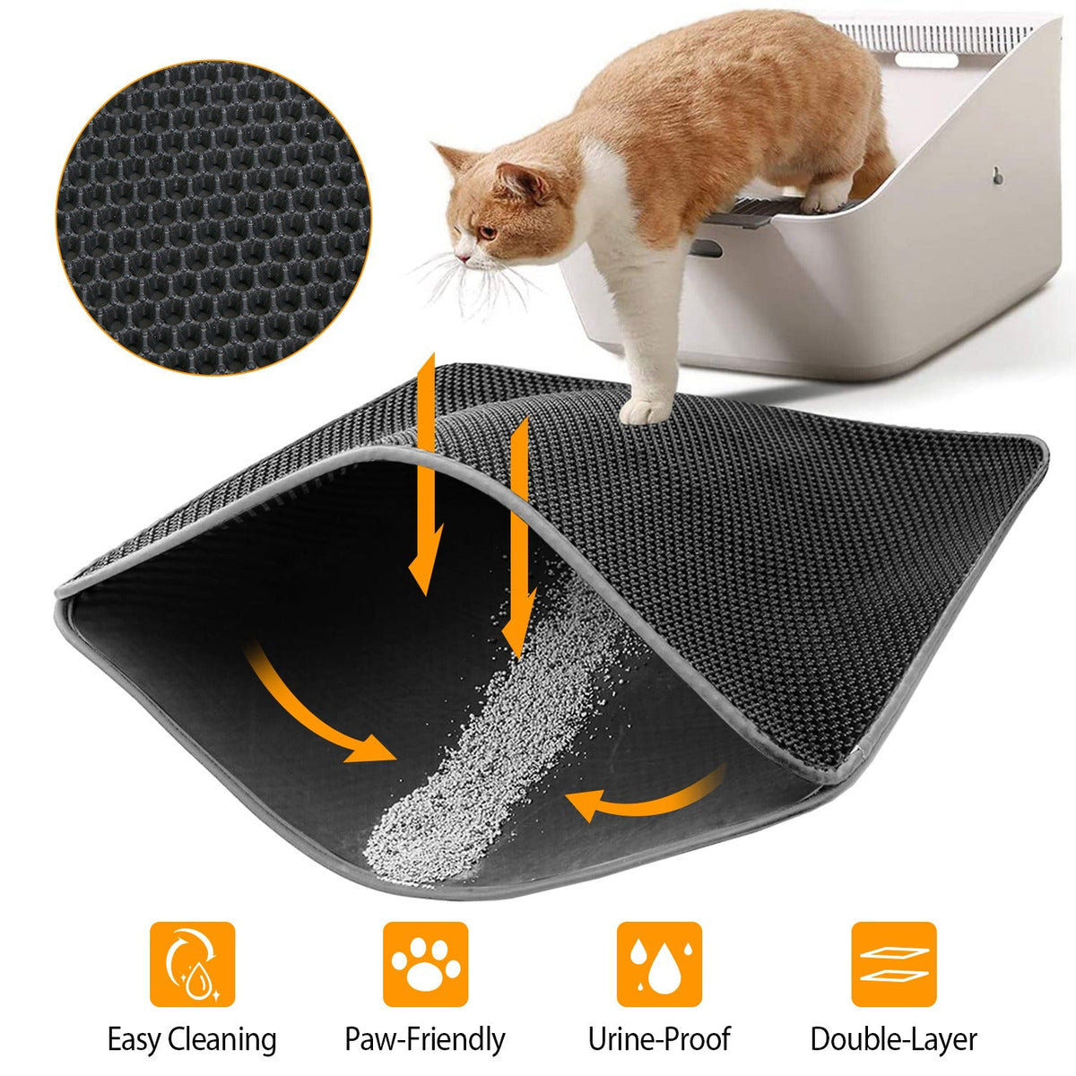 Cat Litter Mat EVA Honeycomb Double Layer Kitty Litter Trapping Carpet Urine-proof Scatter Rug Pad