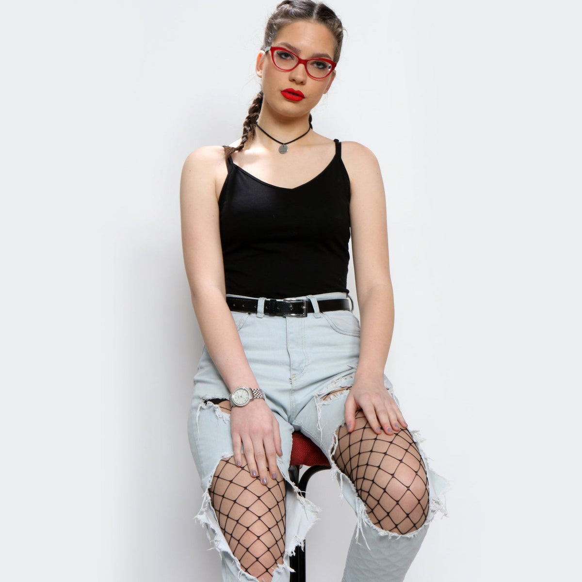 Women Fishnet Tights Sexy High Waist Fishnet Pantyhose Stretchy Mesh Hollow Out Tights Stockings w/ Small Medium Large Hole Choices