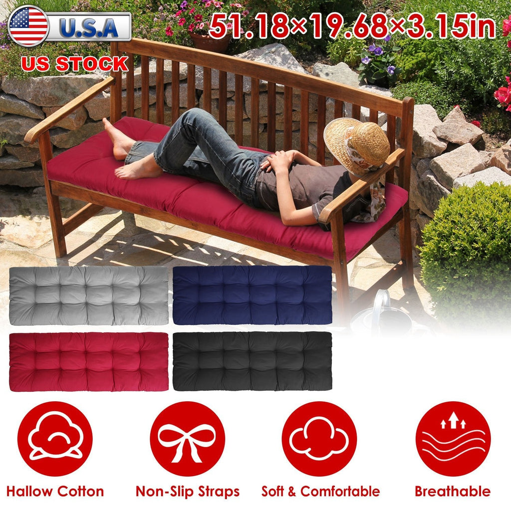 Bench Seat Cushion For Indoor Outdoor Furniture Non Slip Long Chair Cushion with Ties Strap  Swing Cushion 51.18x19.68IN For Garden Patio Balcony Entr