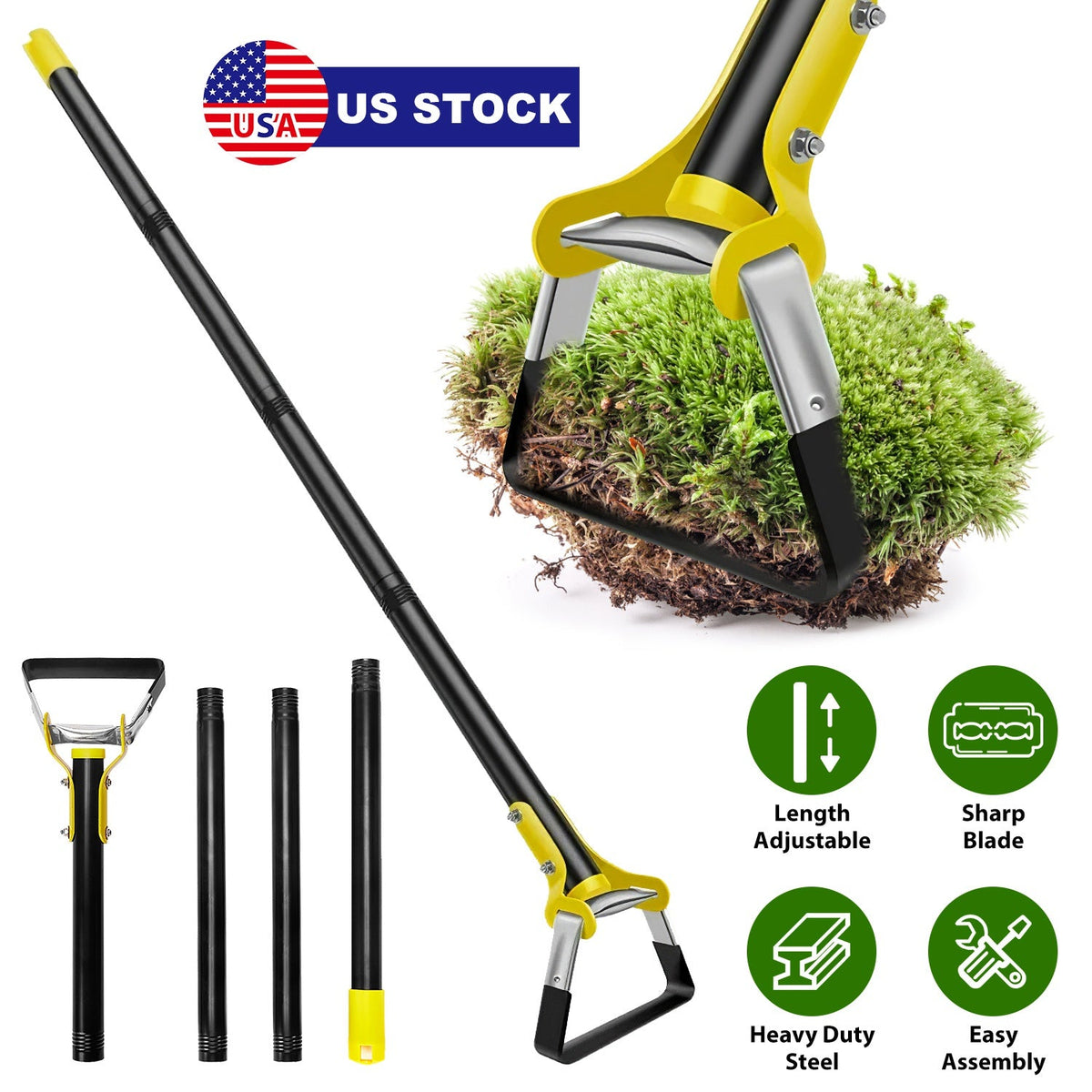60.63in Adjustable Garden Hoe Handheld Stirrup Hula Hoe Scuffle Loop Hoe Gardening Weeder Cultivator Weeding Rake for Weeding/Loosening Soil