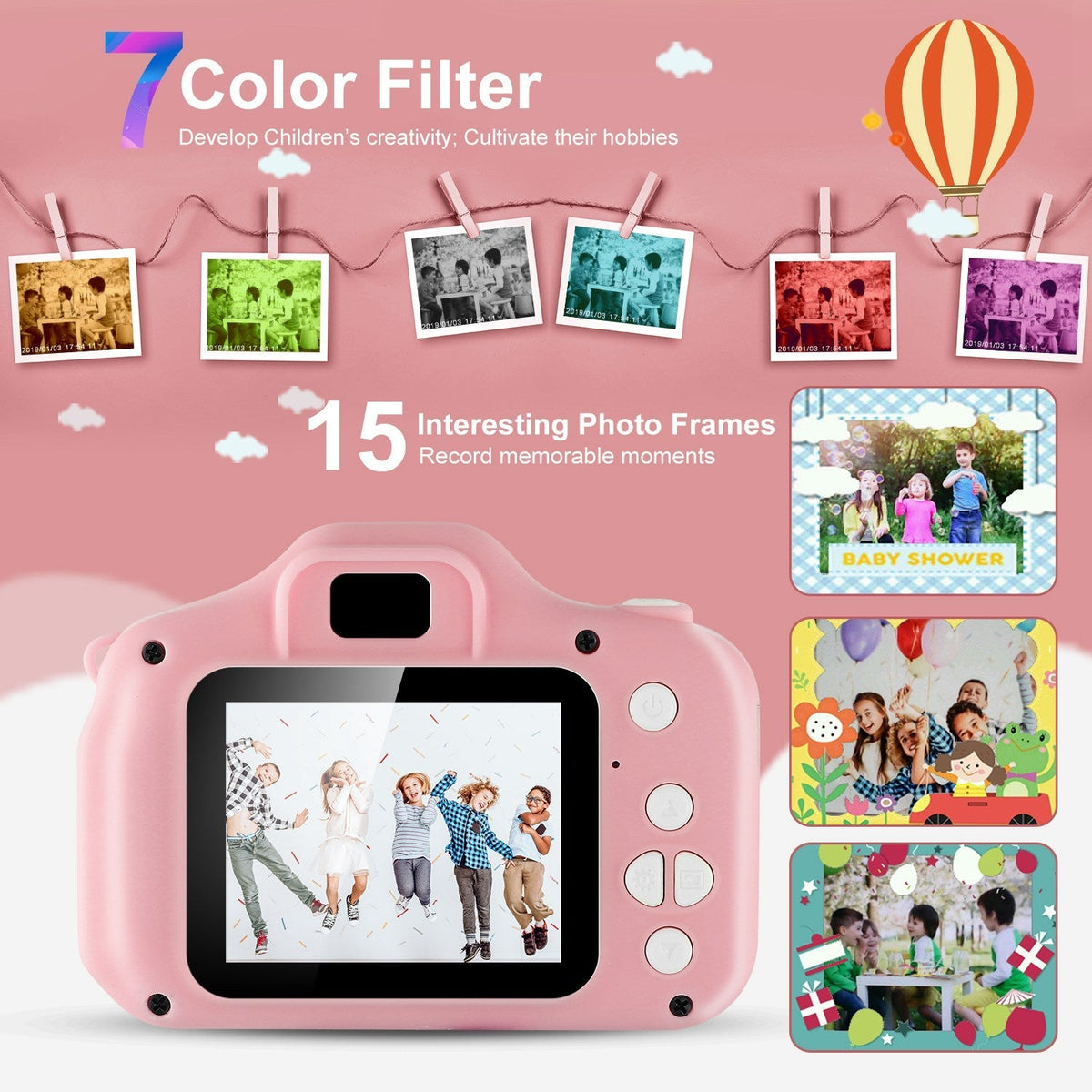 iMounTEK Kids Digital Camera w/ 2.0Ó Screen 12MP 1080P FHD Video Camera 4X Digital Zoom Games 32GB Card Supported Shockproof Child Camcorder for 3-10
