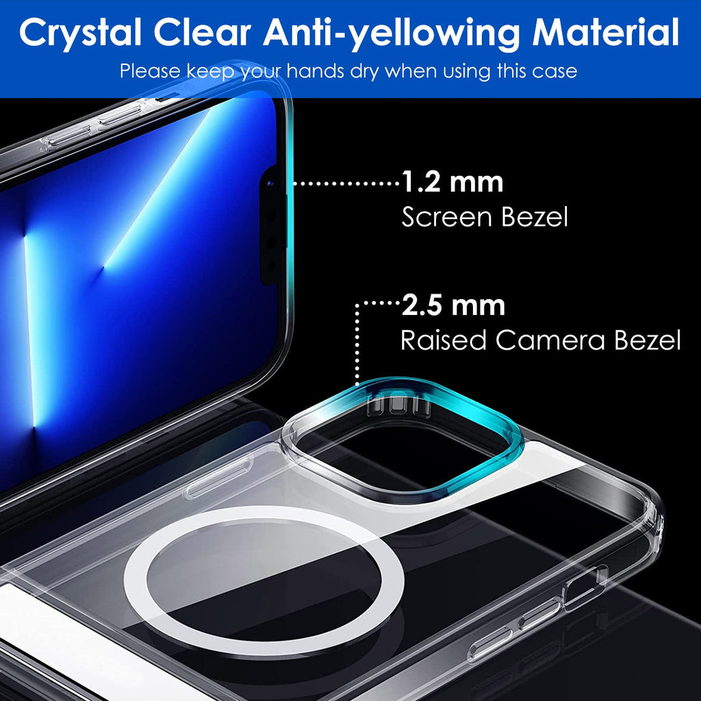 Magnetic Metal Kickstand Clear Case Shockproof Anti Yellowing Phone Cover Compatible with Magsafe Fit for IOS Phone 13