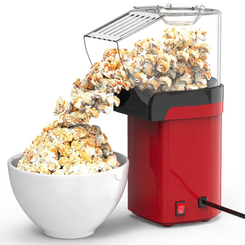 Hot Air Popcorn Popper Maker with Measure Cup And Butter Warmer 1200W Oil-Free Easy To Use 8Cups Mini Popcorn Maker Machine for Home