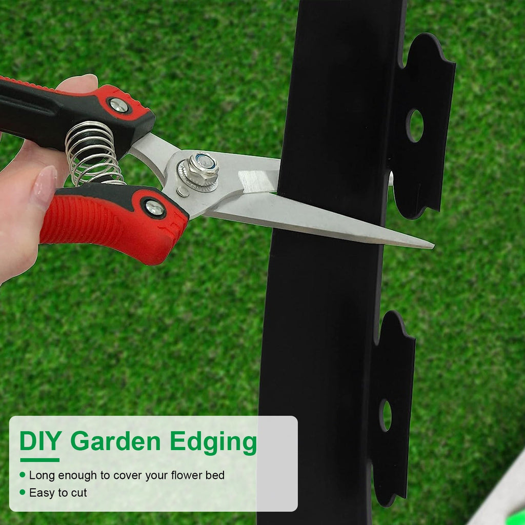 60FT Non-Digging Plastic Garden Edging Kit Plastic Garden Border with 54 Spikes 2In Tall Border Edging for Garden Lawn Yard Flower Beds