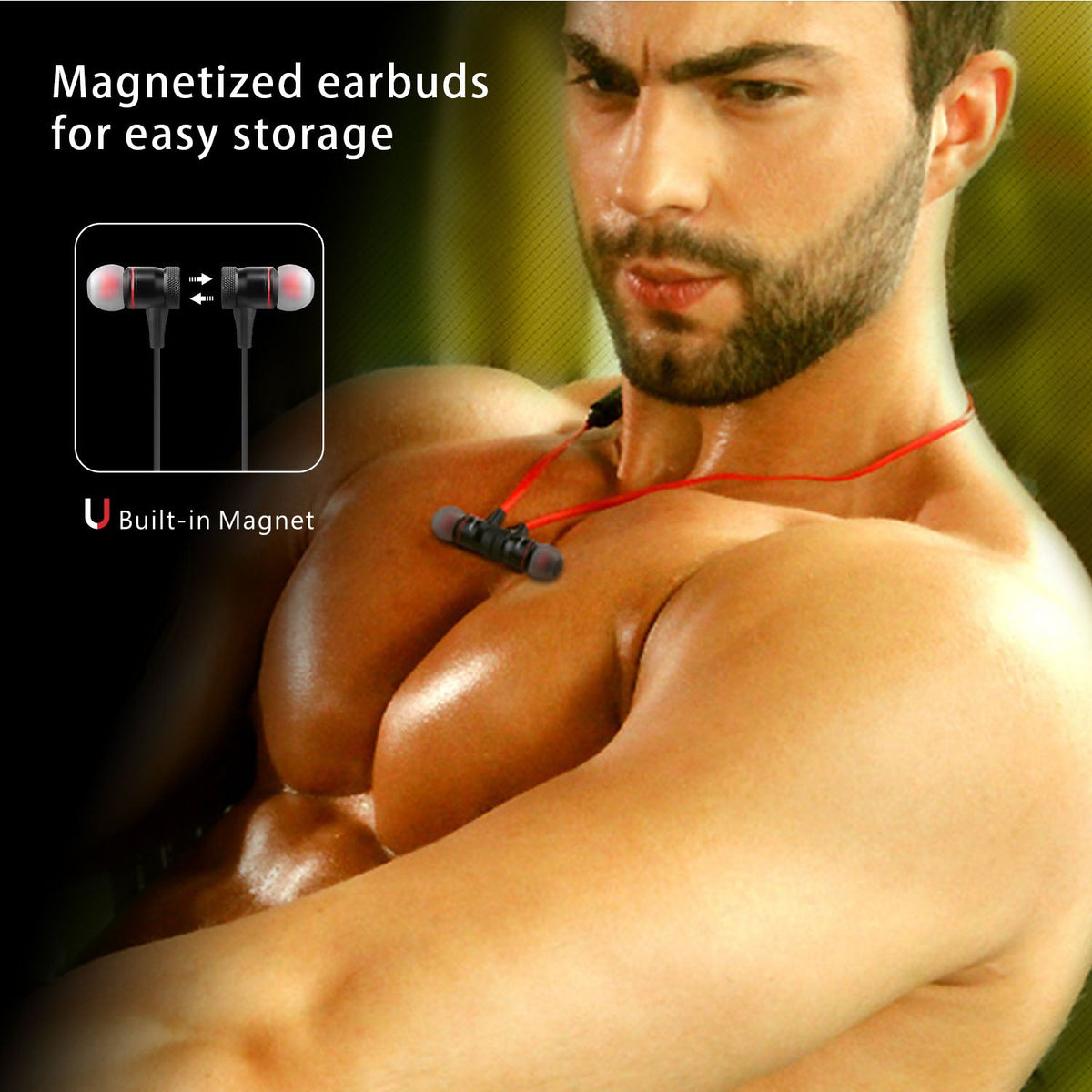 Wireless Headsets In-Ear Neckband Headphones Sweat-proof Sport Earbuds w/ Call Alert Number Broadcast For Gym Running Hiking