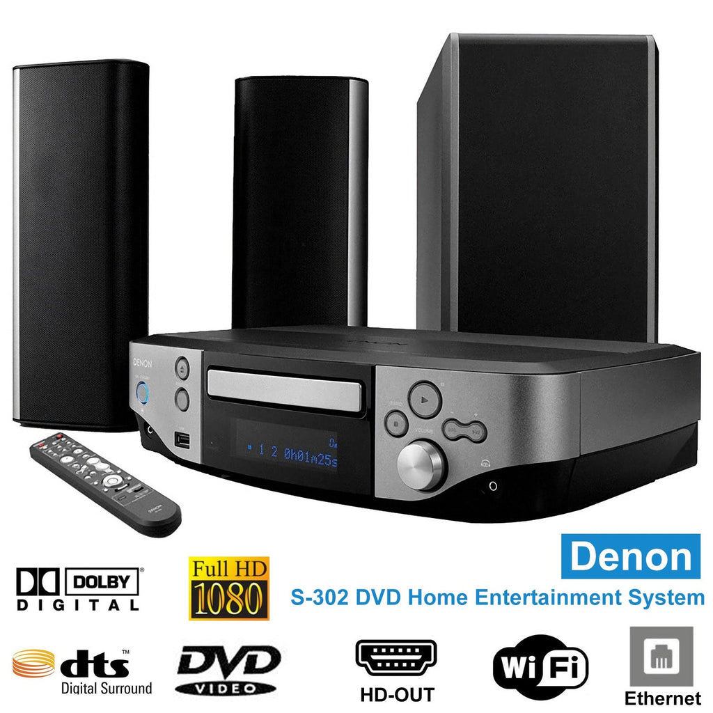 Denon S-302 DVD Home Entertainment System 2 Speaker Home Theater System WiFi 1080P