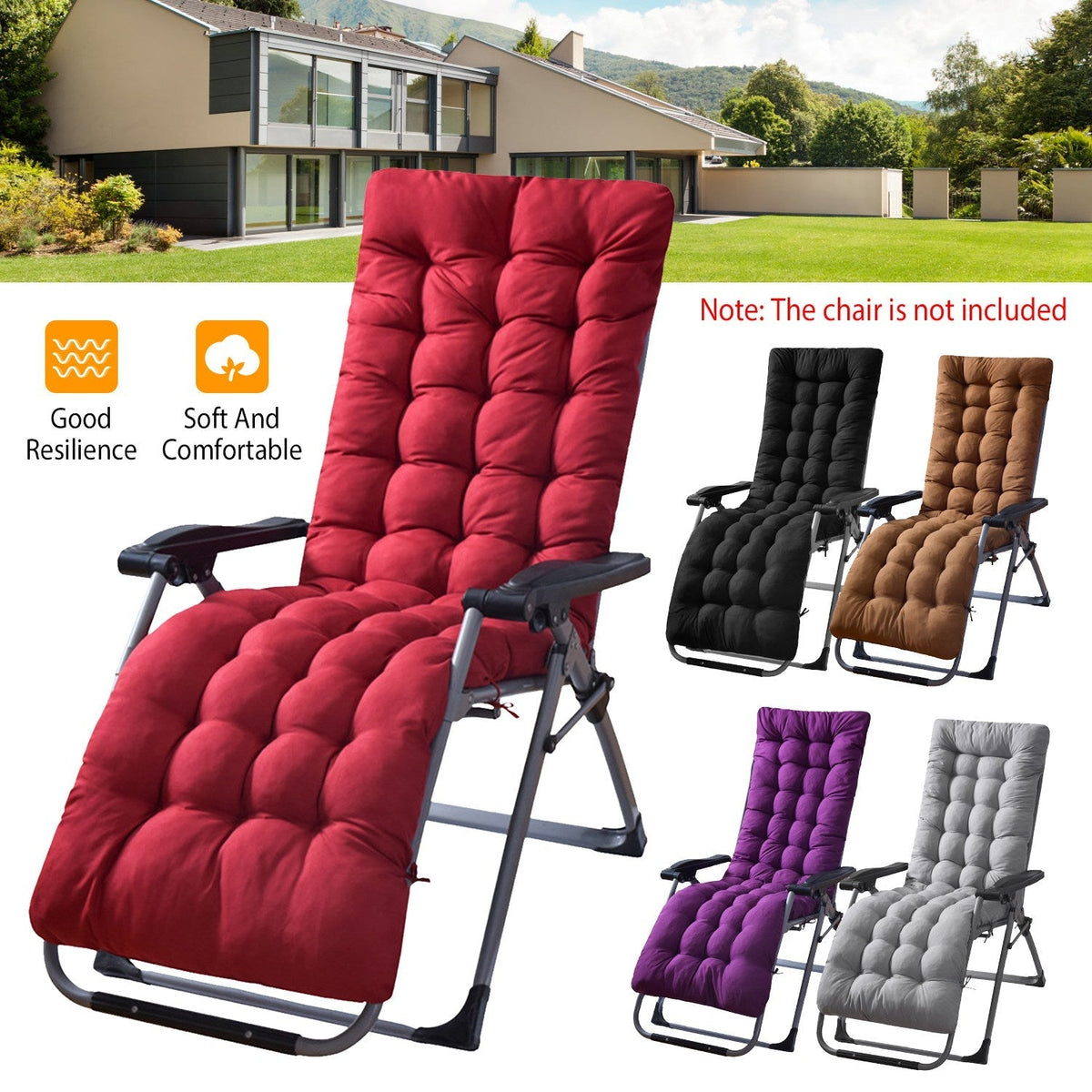 67x22in Chaise Lounger Cushion Recliner Rocking Chair Sofa Mat Deck Chair Cushion