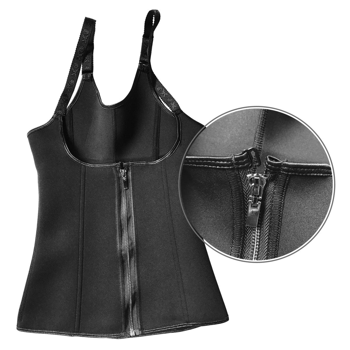 Zippered Waist Trainer Corset Waist Tummy Control Body Shaper Cincher Back Support with Adjustable Straps for Women
